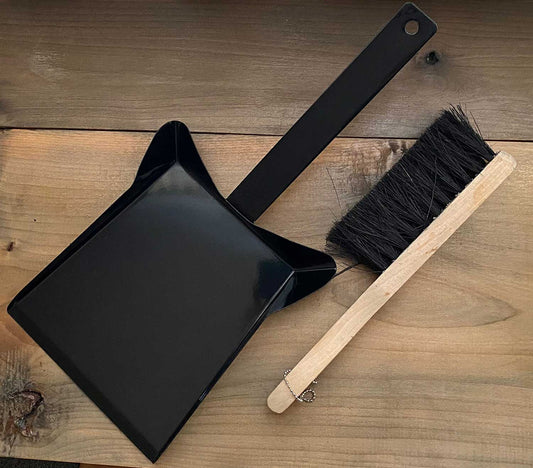 Black Iron / Metal Dustpan & Brush Set