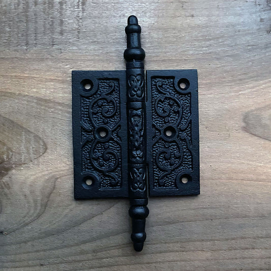Filigree Engraved Hinge Black Finish 3.5 Inches