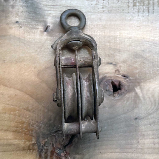Vintage Double-Sheave (Double Wheel) Block Pulley / Barn Pulley