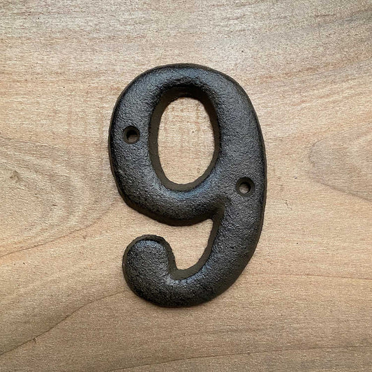 Rustic Cast Iron Number Nine / For Houses / Doors