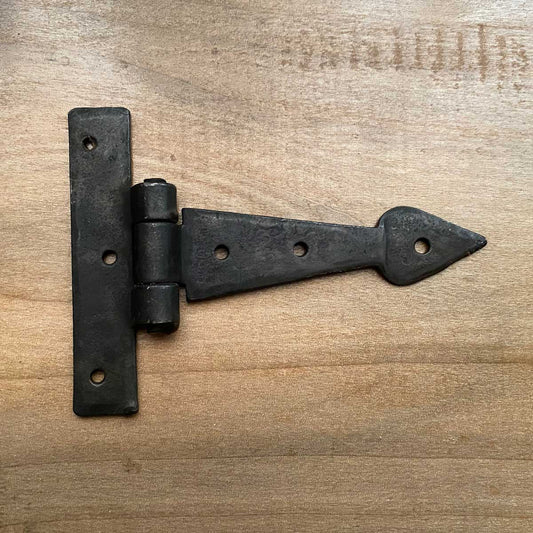 Small 4 Inch Hand Forged Hinge For Small Doors With Blacksmith Finish - Spade / Arrow Tip