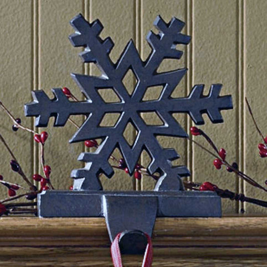 Snowflake Iron Mantel Stocking Hanger Black