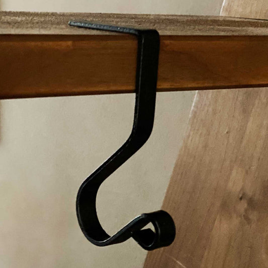 Wrought Iron Stocking Hanger Mantel Hooks For Up to 2 Inch Thick Mantle