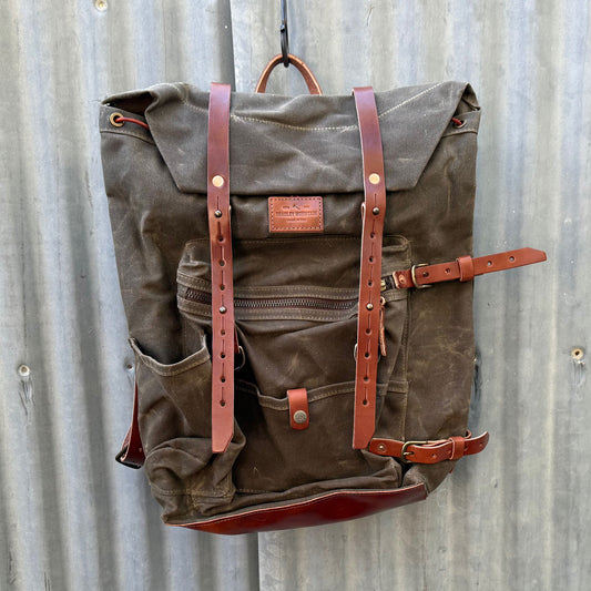 The Wilder Backpack - Waxed Canvas and Leather - Field Tan