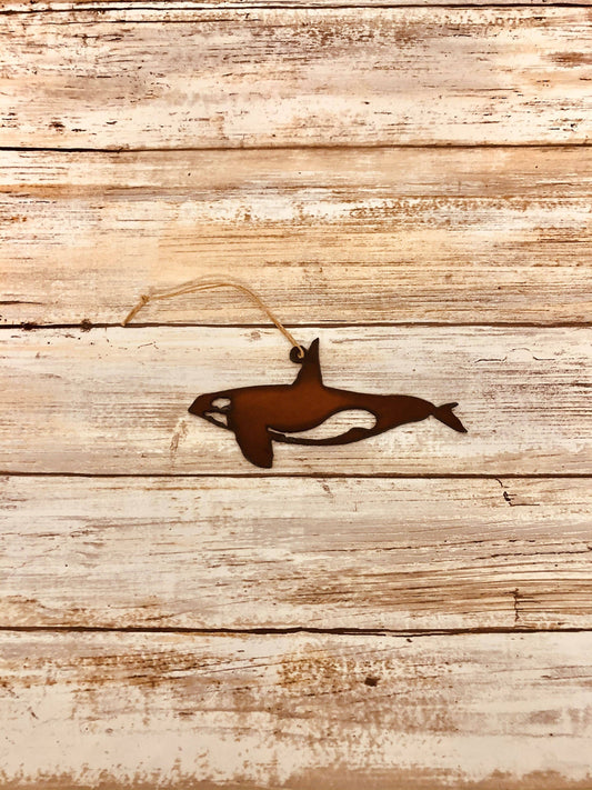 Orca Whale Nautical Rustic Iron Ornament