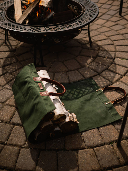 Canvas With Leather Handle  Log Carrier - USA Made
