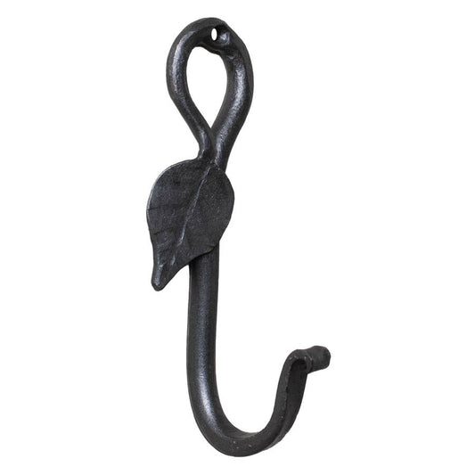 6-Inch Black Iron Leaf Wall Hook with Lacquer Finish  by Irvin's Tinware