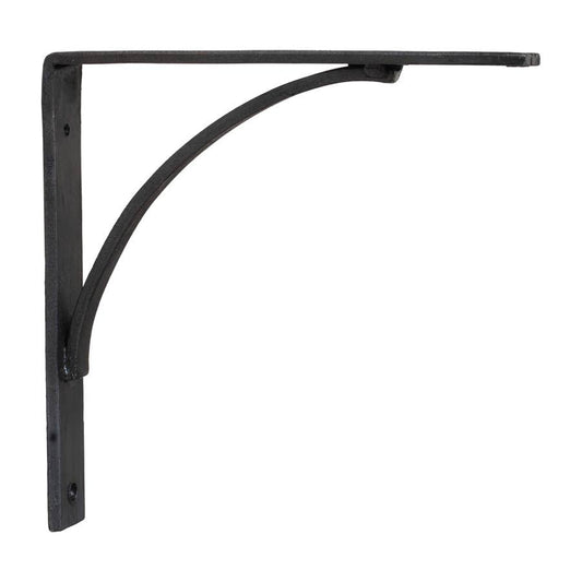 7-Inch Arched Black Wrought Iron Shelf Brackets - Pair