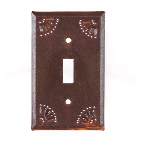 Single Light Switch Cover with Chisel in Rustic Tin