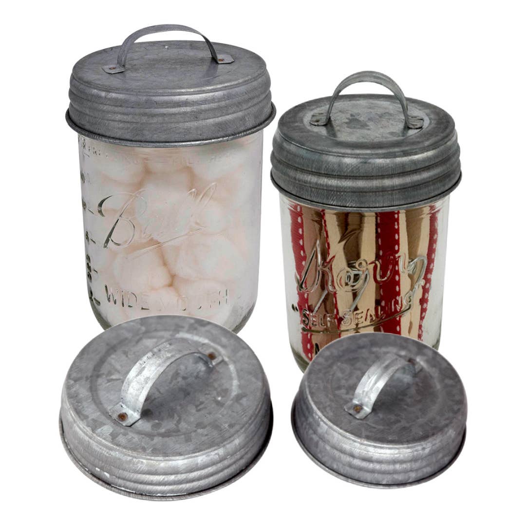 Galvanized Metal Handle / Canister Lid for Mason Jars