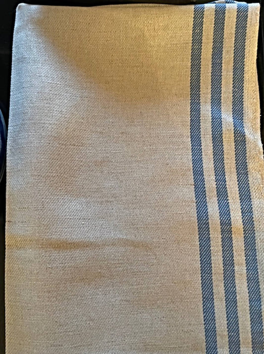 French Country Blue Stripe Linen Tea Towel / Place Setting