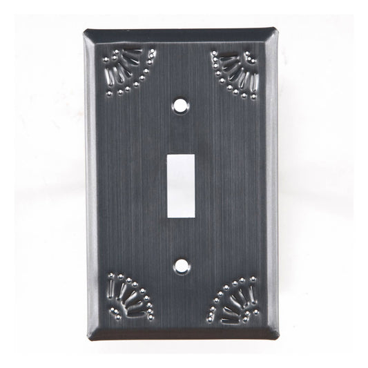 Single Metal Light Switch Cover with Chisel Pattern in Country Tin