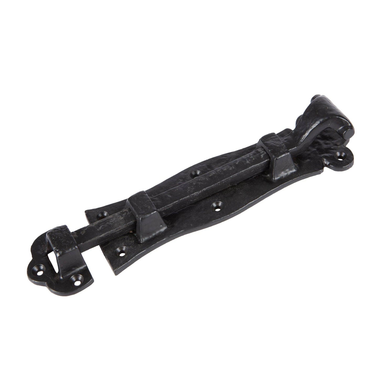 Straight Bolt Latch Black Finish Cast Iron 7.25 inches