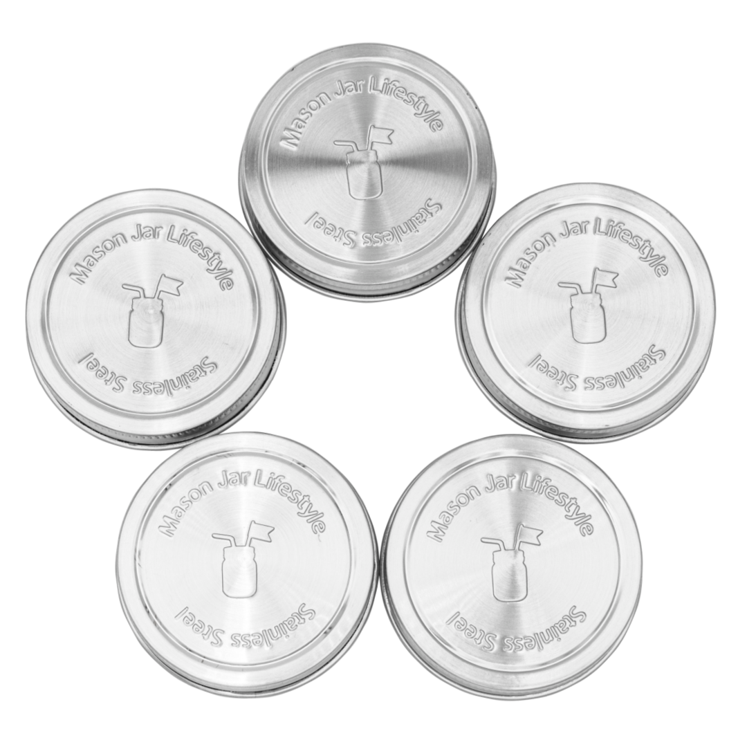 Stainless Steel Storage Lids w/ Silicone Seals for Mason Jar