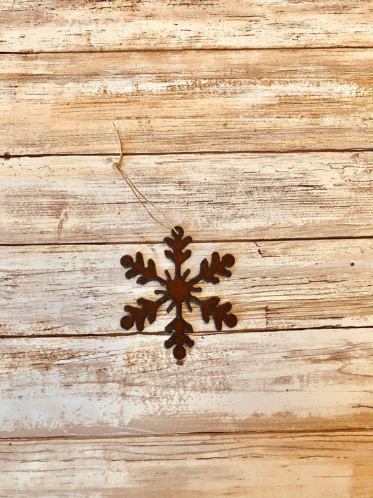 Snowflake Lodge Rustic Iron Ornament