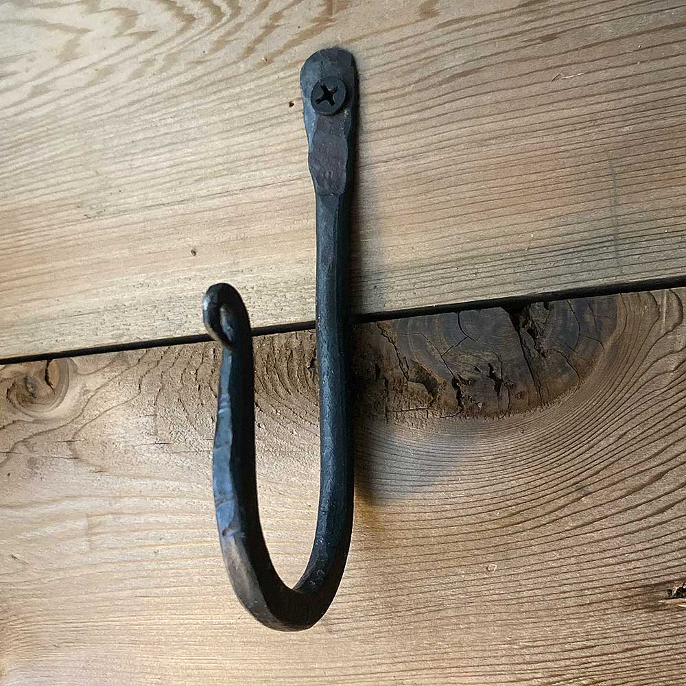 Hand Forged Hook 4 Inch Hammered Metal / Iron