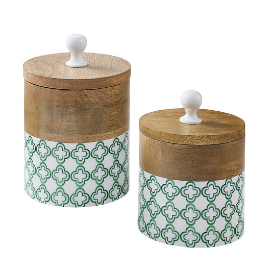 Geo Canisters Set Of 2 - Green