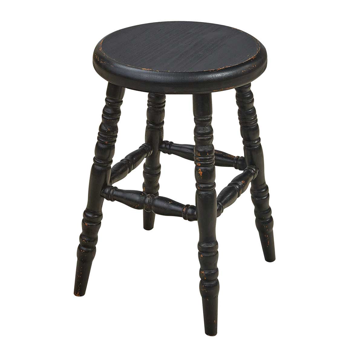 Simple Dark / Black Stool With Turned Legs