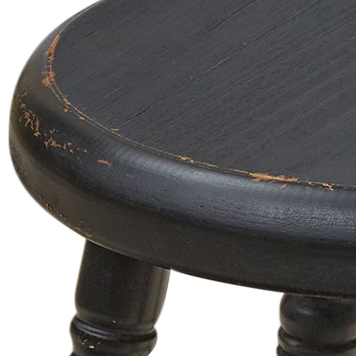 Simple Dark / Black Stool With Turned Legs