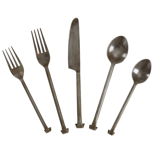 Forged Scroll Flatware Five Piece Place Setting